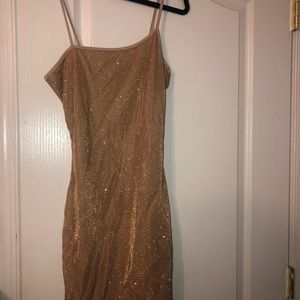 🦋 (2/$15)Tan Shimmer Mini Dress from Fashion Nova